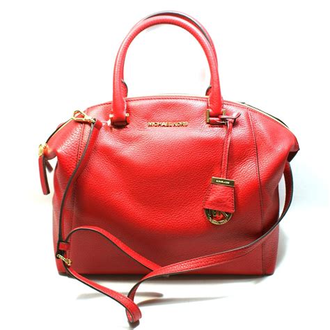 michael kors dome satchel in chili red|michael kors leather satchel.